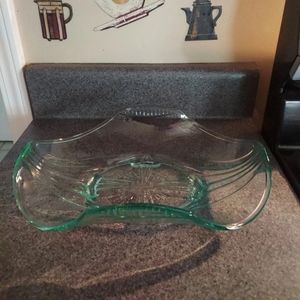 Vintage Depression Glass Rectangular Flutter Serving Bowl 11 x 8 EUC Rare